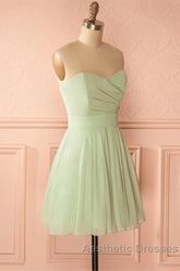Sage Green Strapless A-Line Short Party Dresses Homecoming Dresses